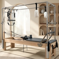 Reformer Pilates Cadillac en Bois d'Érable 3-en-1 avec Tour Complète et Poulies Réglables – Équipement d'Entraînement pour Studio et Salle de Sport à Domicile