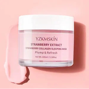 Private Label Strawberry Extract Plumps glättet Linien und Falten Pink Strawberry Sleep Mask