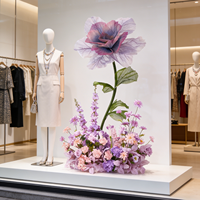 Décoration de vitrine en fer avec fleurs artificielles, fleurs artificielles artisanales pour magasins de vêtements, aménagement paysager, décorations de vacances, intérieur
