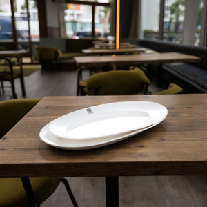 Vente en gros en usine Assiettes ovales en mélamine en plastique pour grand restaurant de 20 pouces blanches - Product Image 2