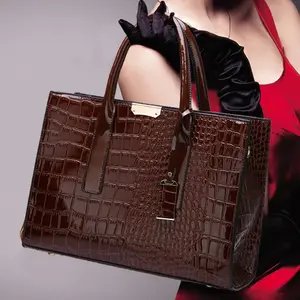 Bolsa feminina de couro de patenteado, bolsa feminina de crocodilo, transversal, de ombro, de mão, 2022
