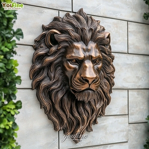 Arte Metálico para Pared, Escultura de Cabeza de León en Bronce, Decoración para <span class=keywords><strong>el</strong></span> Hogar, Adorno Colgante de Pared - Product Image 6