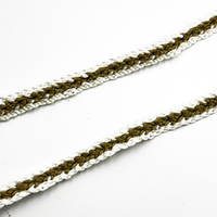 Ruban tressé personnalisé bicolore en polycoton avec fil doré, garniture de ceinture tissée pour la production d'accessoires vestimentaires, de sacs et de chapeaux