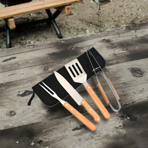 Vente flash : Ensemble d'accessoires de cuisine d'extérieur 3 en 1, en acier inoxydable, barbecue, manche long, antiadhésif, résistant à la chaleur, pour l'extérieur - Product Image 2