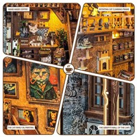 Hamaileon Caramel Dream Cottage DIY Toy Style Cat Book Nook Kit 3D Puzzle en bois Livre Maison Construction Miniature pour maison de poupée Mod