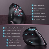 Ratón Inalámbrico Óptico Vertical Dual JOMAA 2.4G para Juegos, para Portátil/Notebook Mac, 9 Botones, Recargable, Ergonómico para Diestros