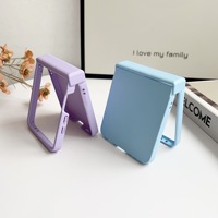 Étui portefeuille PC effet peau couleur macaron 2025 pour Z Flip 7/6/5/4 – Housse de protection étanche et antichoc mignonne