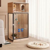 Cage à oiseaux de luxe en bois massif avec porte en verre, roulettes pratiques, villa pour perroquets écologique et respirante, pour l'extérieur, toutes saisons