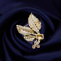 Bros Bunga ZX Kuningan Ramah Lingkungan Berlapis Emas ZIRCON, Peniti Pernikahan Elegan, Penjepit Temperamen, Grosir Kustom