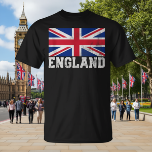 Camiseta con la bandera Union Jack de Inglaterra para hombre y mujer, ropa informal de algodón negro - Product Image 3