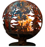 Poêle à bois d'extérieur, sphère en acier, boule de foyer