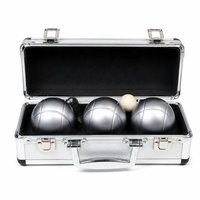 Jeu de pétanque 7 mm d'épaisseur, 3 boules argent mat, jeu de boules en alliage d'aluminium, jeu de pétanque pour extérieur et jardin