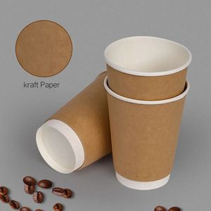 コーヒーカップ8oz/10oz/12oz/16oz水ベースコーティング使い捨て二重壁紙コーヒーカップ蓋付き - Product Image 3