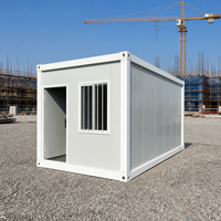 Maison conteneur modulaire démontable de 20 pieds, plancher plat, aménagement personnalisable moderne, panneaux sandwich en acier, cabine préfabriquée, bureau, appartement
