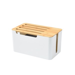 Boîte de rangement pour routeur, rectangulaire, couleur bois naturel, organisateur de câbles de type vertical, pour modem WiFi et décodeur TV - Product Image 4