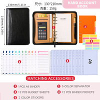 LIUSHUN Classeur de budget avec enveloppes à fermeture éclair pour économiser de l'argent A6 PU Leather Gift Hardcover Leather Notebook Cover