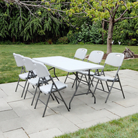 Offre Spéciale intérieur extérieur rectangulaire restauration Banquet Pique-nique blanc HDPE plastique table d'extérieur pliante 6FT 180cm