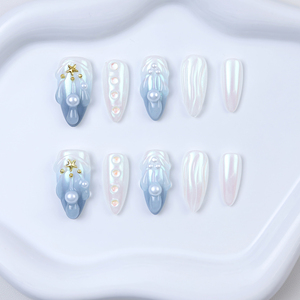 NAILOOK Ins - <span class=keywords><strong>Uñas</strong></span> Acrílicas Hechas a Mano con Diseño de Flores <span class=keywords><strong>Francesas</strong></span> en 3D, de Lujo, Cobertura Completa, 10 Piezas, <span class=keywords><strong>Uñas</strong></span> Postizas para Dedos, Venta al por Mayor - Product Image 2