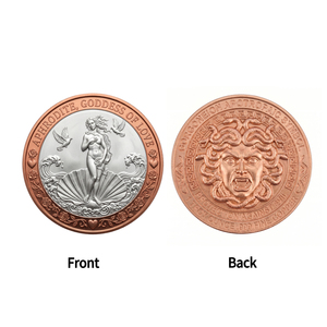 Moneda <span class=keywords><strong>de</strong></span> desafío <span class=keywords><strong>de</strong></span> 1 oz <span class=keywords><strong>de</strong></span> cobre puro .999 con temática animal, Diosa Afrodita del Amor, aspecto bimetálico, Medusa <span class=keywords><strong>de</strong></span> protección, impresa con UV hidráulica - Product Image 2