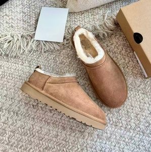 Soft nude pink platform snow boots for petite women,thick <b>wool</b> short boot with added height,outerwear style women's cotton shoe - Product Image 4