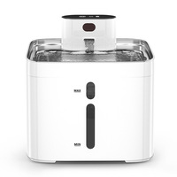 Distributeur d'eau portable pour animaux de compagnie en acier inoxydable élégant, étanche IPX8, recharge intelligente, circulation automatique, affichage LCD de l'heure