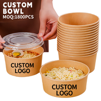 Bols alimentaires en papier kraft compostables, contenants jetables biodégradables à paroi simple pour salades, soupes et plats à emporter