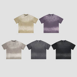 T-shirt 310G en coton lourd pour hommes, avec logo personnalisé, lavage de singe en détresse, épaules tombantes, manches courtes surdimensionnées, tricoté - Product Image 4