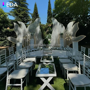 LEDA Modern Custom Size Wedding Party Event Warm Light Metal <b>Arch</b> Golden Seaweed-shaped Background Set - Product Image 4