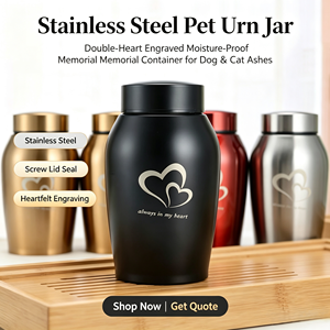 Guci Kenangan Hewan Peliharaan dari Baja Tahan Karat 1130ml, Guci Abu Hewan Peliharaan Tertutup Rapat untuk Kucing Anjing, Wadah Kenang-kenangan Hewan Peliharaan Berukir Hati Ganda, Dekorasi - Product Image 2