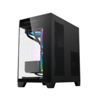 AntarcChill Micro-ATX PC Case Transparent Mid Tower for Office Computer Black Table Case Dustproof Filter Mini Fish Tank