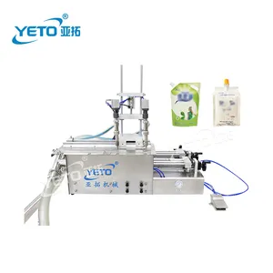 Semi automatic double heads Doypack liquid filling machine standing pouch spout bag juice laundry detergent filler equipment