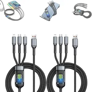3 in 1 Nylon braided 100w usb cable 1m/2m/3m multiple fast charging cable