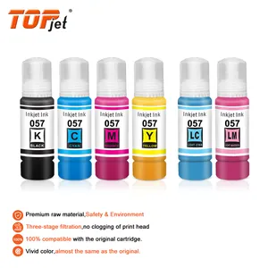 Topjet calidad Original 057 107 108 574 botella tinte recarga tinta Premium tinta de inyección de tinta a granel Compatible para impresora Epson L8050 L8058