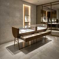 Vitrine à bijoux minimaliste pour usage commercial, comptoir d'exposition de bijoux en verre autoportant pour la décoration intérieure de magasins haut de gamme