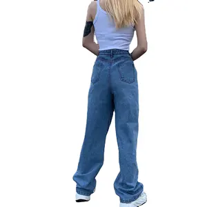 tecido estampado cowboy do vintage Suppliers-Calça jeans feminina cowboy, jeans solto casual, novo, 2020