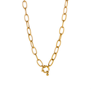 Carabiner <b>Lock</b> Chain | 18K PVD Gold Plated Stainless Steel Necklace for Jewelry Making | Paperclip Ball <b>Cable</b> Curb Link Chain - Product Image 5