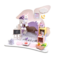 IIECREATE Mignonne petite maison miniature à construire soi-même, puzzle en bois 3D P-1009, kit de jouets à assembler pour filles