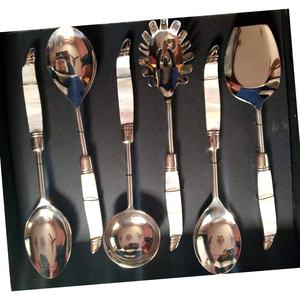 Serving <b>Utensils</b> <b>Set</b> Silver Mirror Polished with Gold Leaf Handle in a Gift Box Stainless Steel Serving <b>Utensil</b> <b>Set</b> Top Seller - Product Image 5