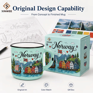 Taza de Café de Cerámica con Diseño de Barco Vikingo y Bandera, Souvenir de <span class=keywords><strong>Noruega</strong></span>, Europa, para Venta al por Mayor, Personalizable, ODM, OEM - Product Image 2