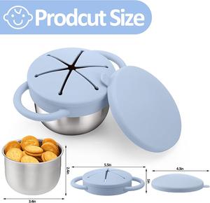 Thép không gỉ Toddler Snack <span class=keywords><strong>Cup</strong></span> với Silicone tràn bằng chứng Catcher và nắp đậy du lịch xe trường Snack container cho trẻ em - Product Image 2