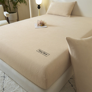 Milk Fleece <b>Fitted</b> <b>Sheet</b> 0.9m Thickened Solid Color Anti-Static Bedding Cover Mattress Protector - Product Image 4