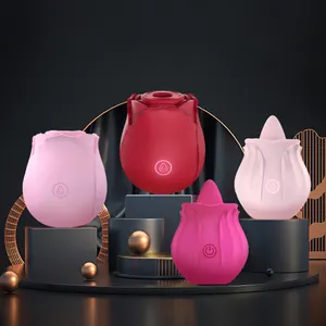 Großhandel klitoris stimulator vibrierende-Amazon Bestseller 7 Mode Clict Stimulator Rote Rose Form Vagina Klitoris Saugen Vibrator G-Punkt Persönliches Sexspielzeug Für Frau