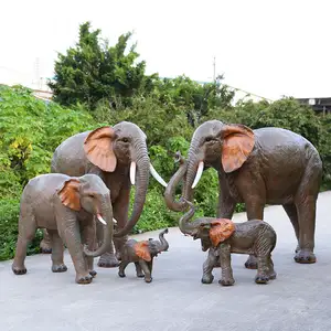 Escultura famosa de fundición popular Animal de tamaño natural Escultura de fuente de elefante de bronce fundido