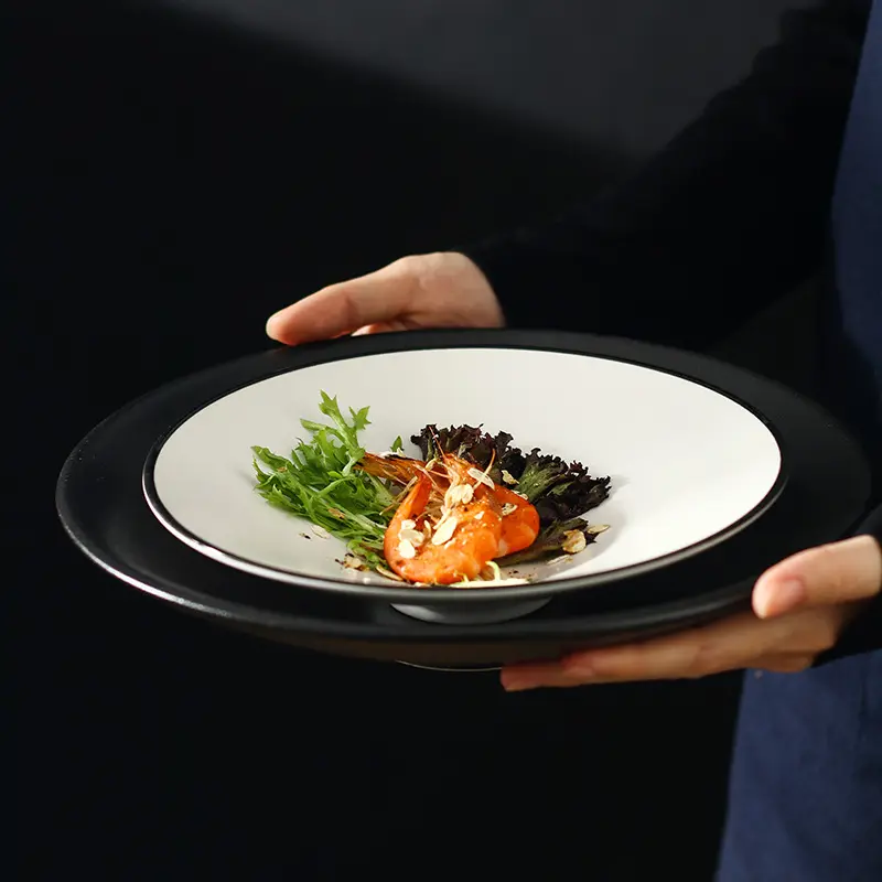 Otel restoran porselen yemek dikdörtgen tatlı yemekleri servis çorba salata derin kase seramik plakalar seti