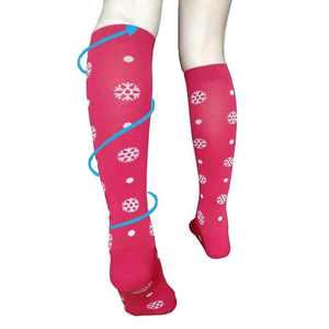 Chaussettes de compression fantaisie graduées athlétiques motif flocon de <span class=keywords><strong>neige</strong></span> pour femmes 15 20mmhg personnalisé - Product Image 5