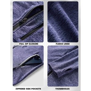Sweat-shirt à capuche zippé pour homme FOXA, en polaire, avec poches zippées, léger, respirant, pour la course à pied, vêtements décontractés - Product Image 5