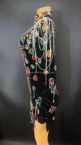 Novance autunno 2022 donna abiti personalizzati velluto <span class=keywords><strong>Verde</strong></span> taglie forti vestito <span class=keywords><strong>da</strong></span> donna per matrimonio con frange Vestidos De Gala <span class=keywords><strong>Verde</strong></span> - Product Image 2