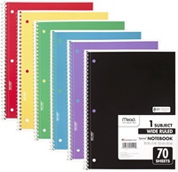 Cahier à spirale 8x10-1/2 pouces six couleurs 1 sujet carnet de notes agenda planificateur facile à déchirer Journal personnalisable