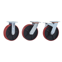 4 5 6 8 pouces Roulette de chariot à noyau en fonte Pu rouge 230mm Roues industrielles à usage intensif Roulette à capacité de charge élevée