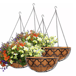 Grand pot suspendu rond en fibre de coco fait à la main pour jardin, <span class=keywords><strong>panier</strong></span> à fleurs pour décoration - Product Image 2